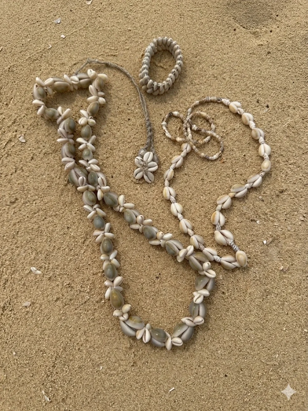 4 Piece Natural Cowrie & Mixed Shell Jewelry Set – Necklaces & Bracelet - Picture 4 of 11